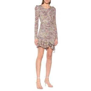 Isabel Marant Sabia Floral Printed Jersey Dress Yellow Red Sz 36 4